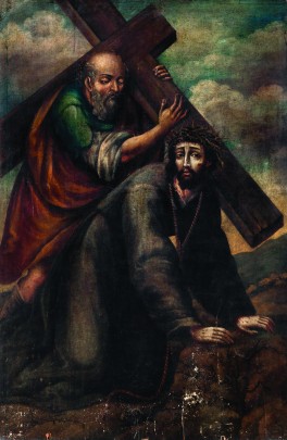 Cireneo ayudando a Jesús