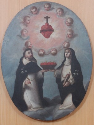 Santo Domingo y santa Catalina con el Sagrado Corazón