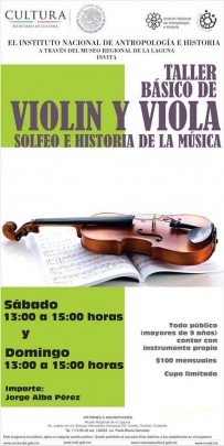 Taller básico de violín y viola, solfeo e historia de la música