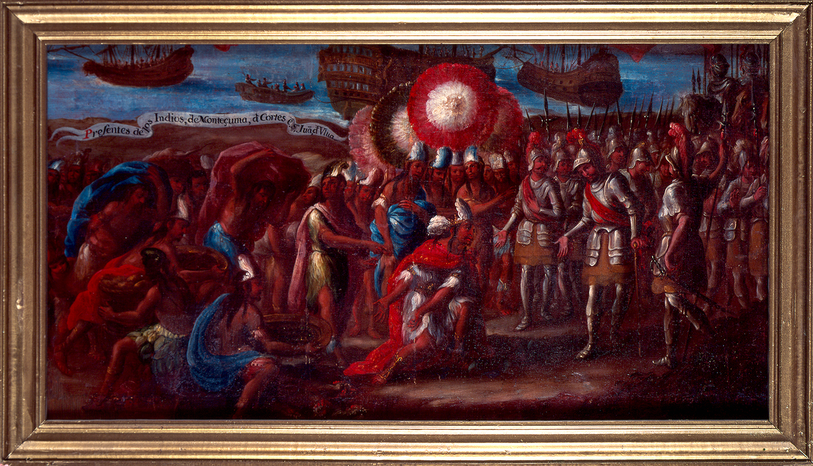 Presentes de los indios de Moctezuma a Hernán Cortés en San Juan de Ulúa