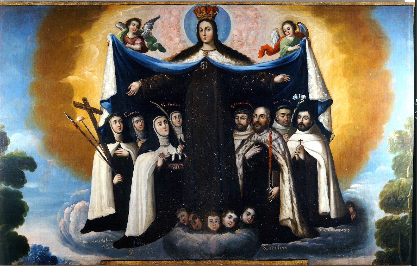 Patrocinio de la Virgen del Carmen a los santos de la orden