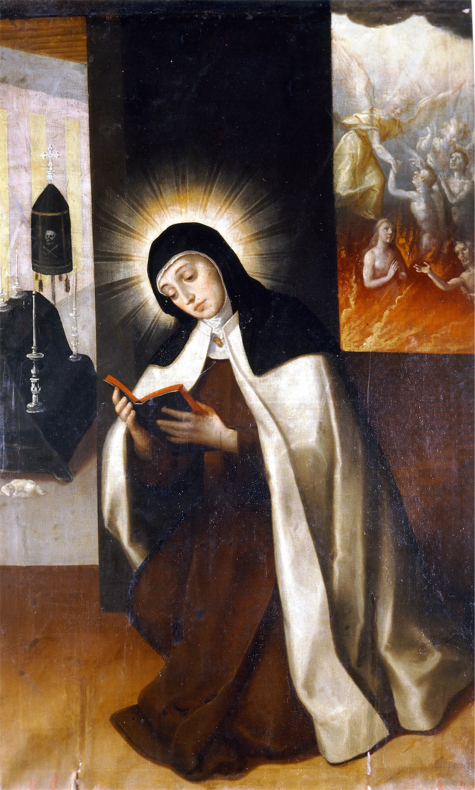 Santa Teresa orando por las ánimas del Purgatorio