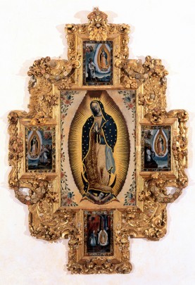 Virgen de Guadalupe con las cuatro apariciones
