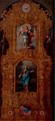 Retablo de la Virgen de los Dolores, con San Francisco, San Antonio y un Arcángel