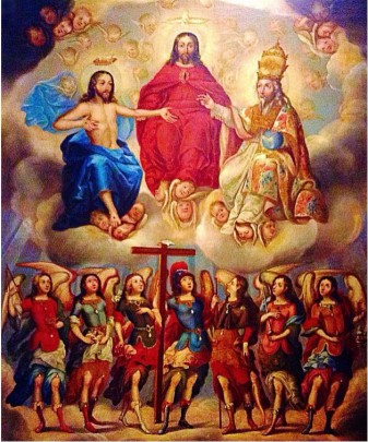 La Santísima Trinidad y los siete arcángeles