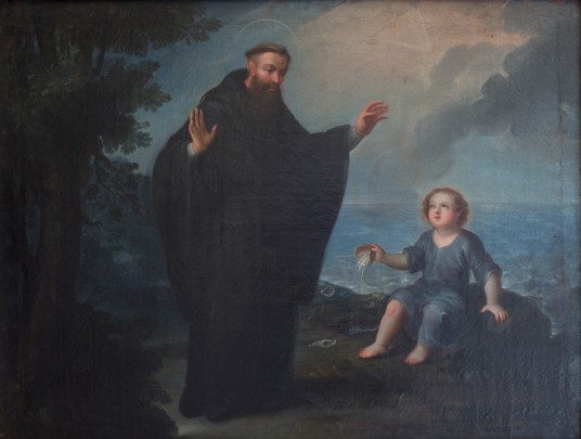 San Agustín con niño en el mar