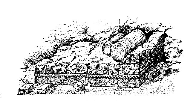 Figure 4. Altar found by Leopoldo Batres in the center of Mexico City.