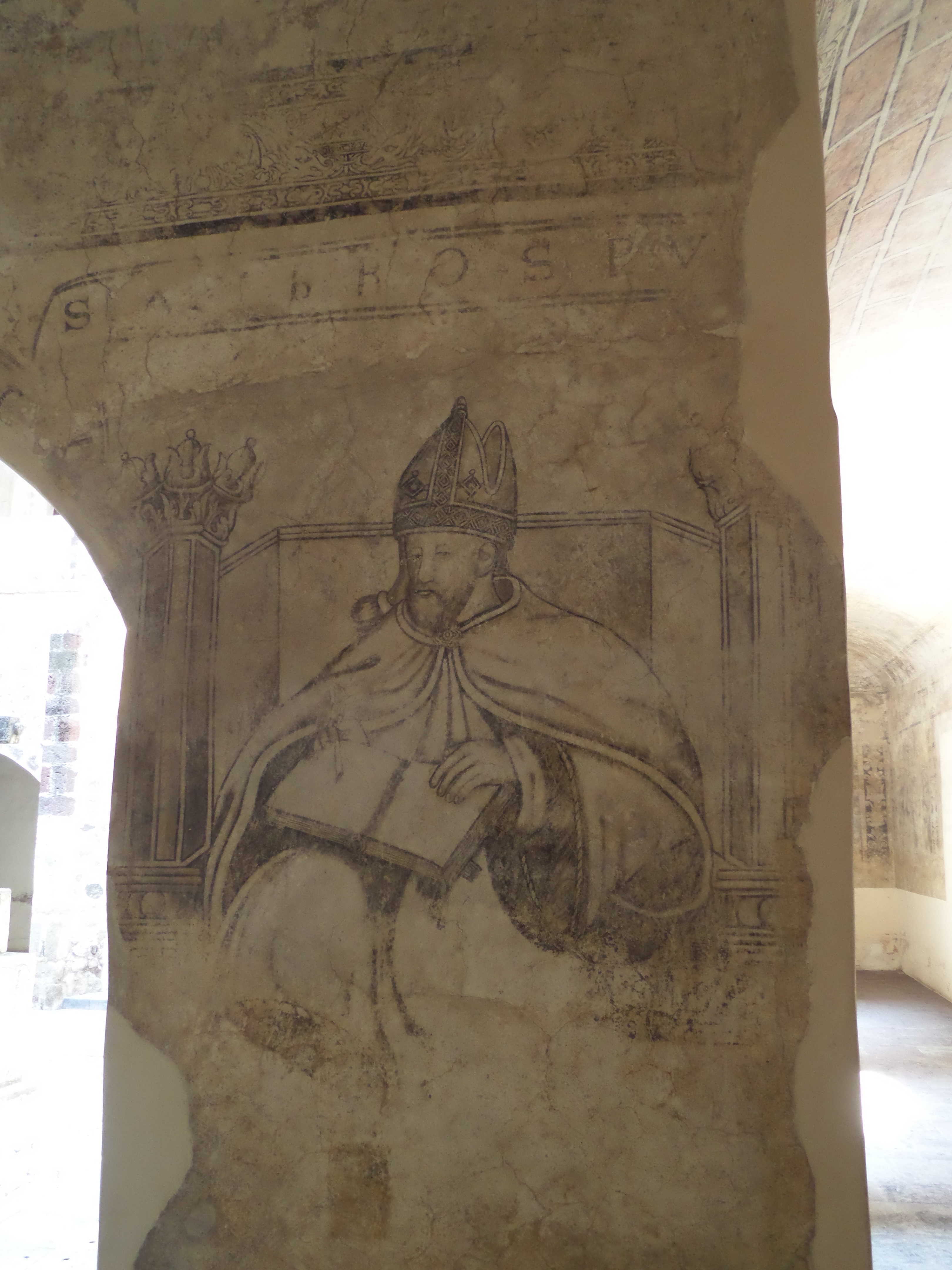 Detail of mural 8 on the ground floor of the small cloister