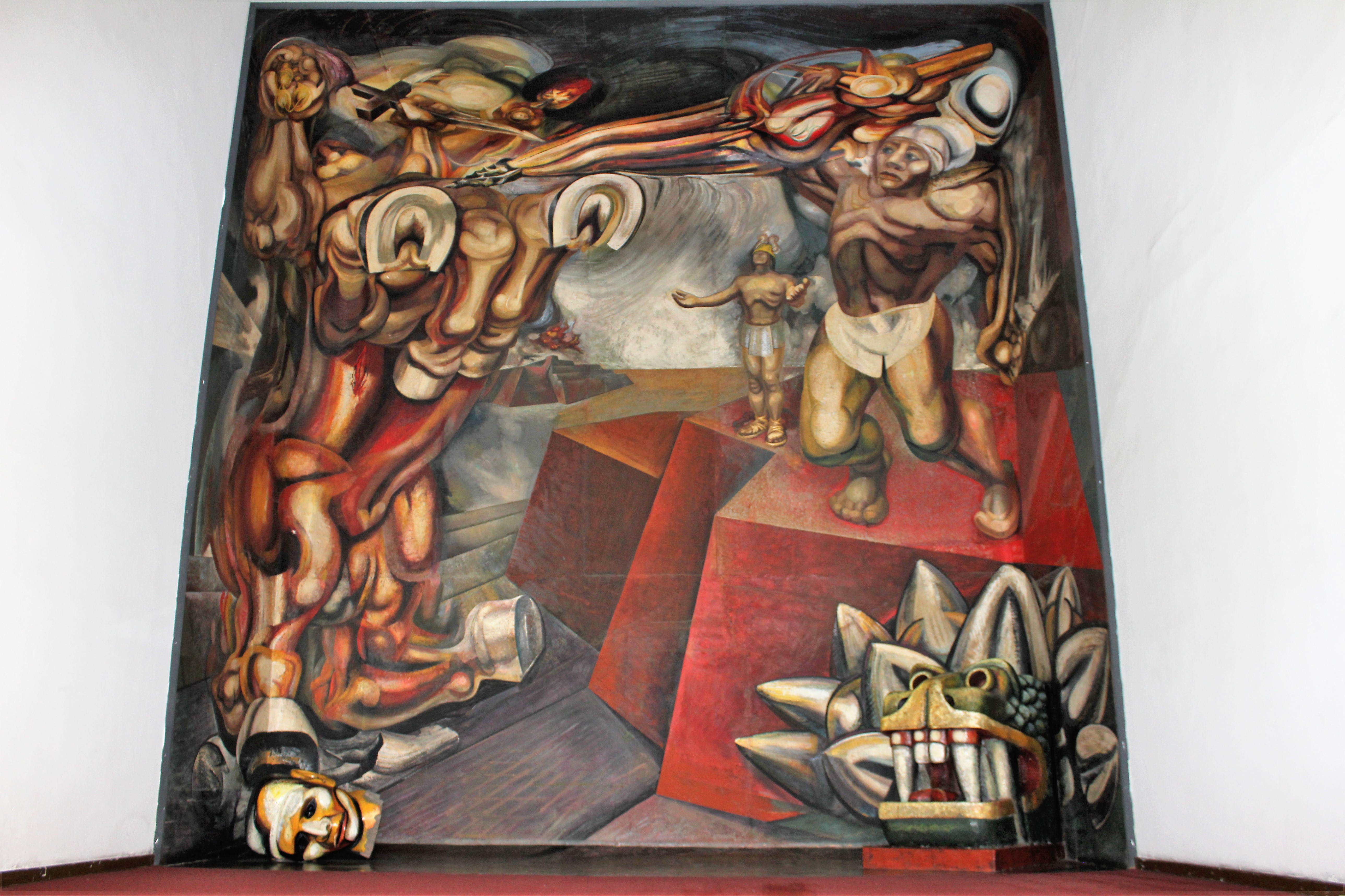 Pintura Mural de David Alfaro Siqueiros: Cuauhtémoc contra el mito, ubicada en el Tecpan. 1944