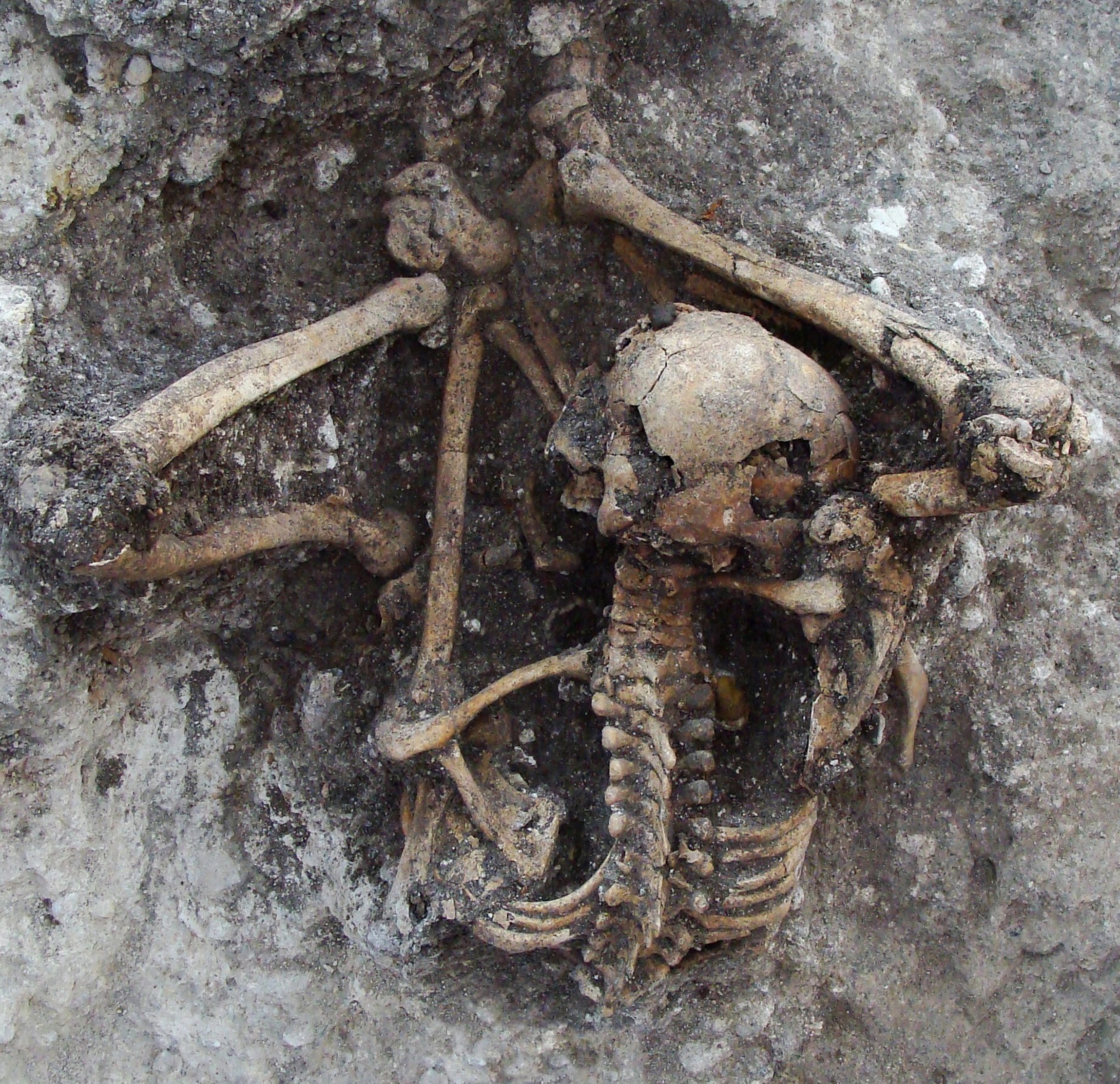 Type of burial placed in the mounds
