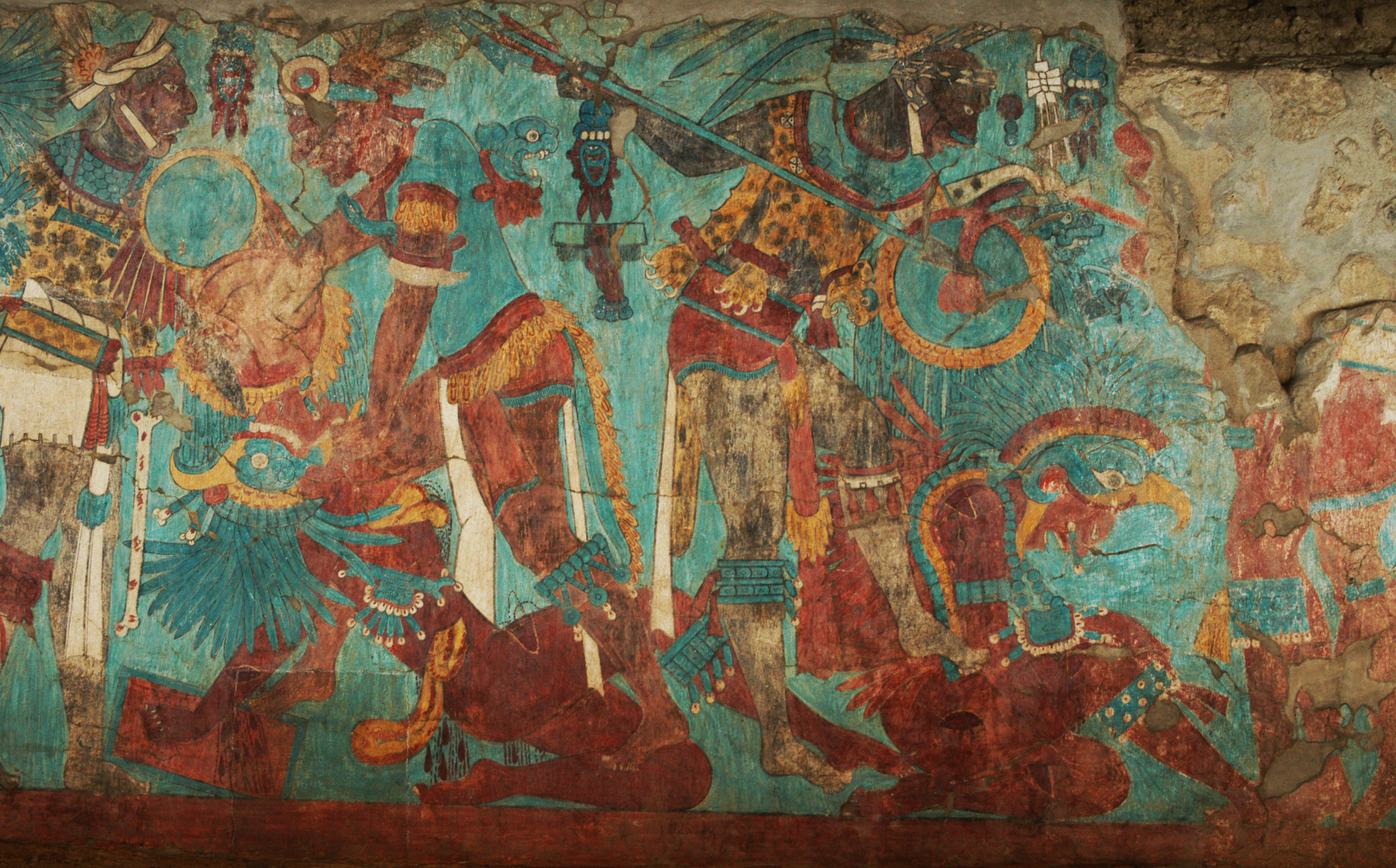 Mural painting of a battle