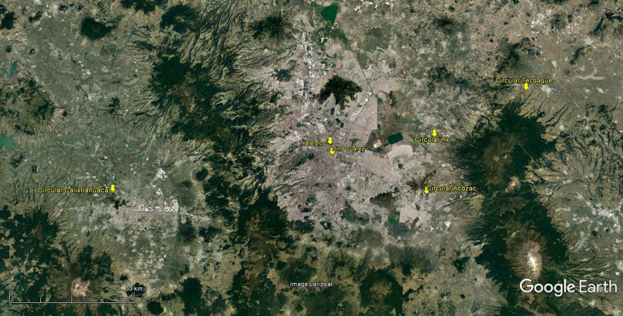 Ubicación de basamentos circulares.