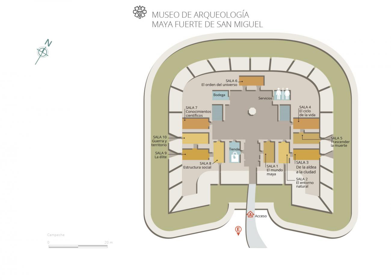 Croquis Museo de Arqueología Maya, Fuerte de San Miguel