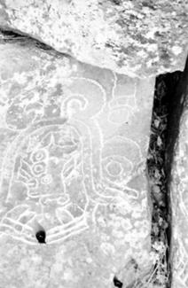 Vista de uno de los petrograbados de Yautepec, ca. 1960