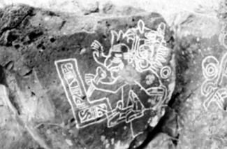Petroglifo de un personaje sedente, ca. 1960